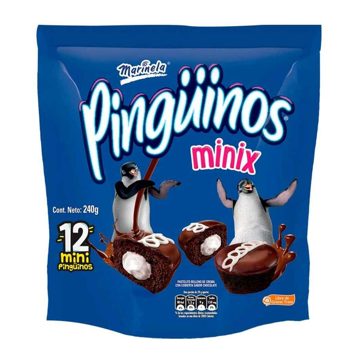 Marinela Pinguino (24 Pinguinos count - 2 pack) Pinguino Marinela Chocolate cupcake filled with delicious cream Mexican snack mexican candy mexican pinata food