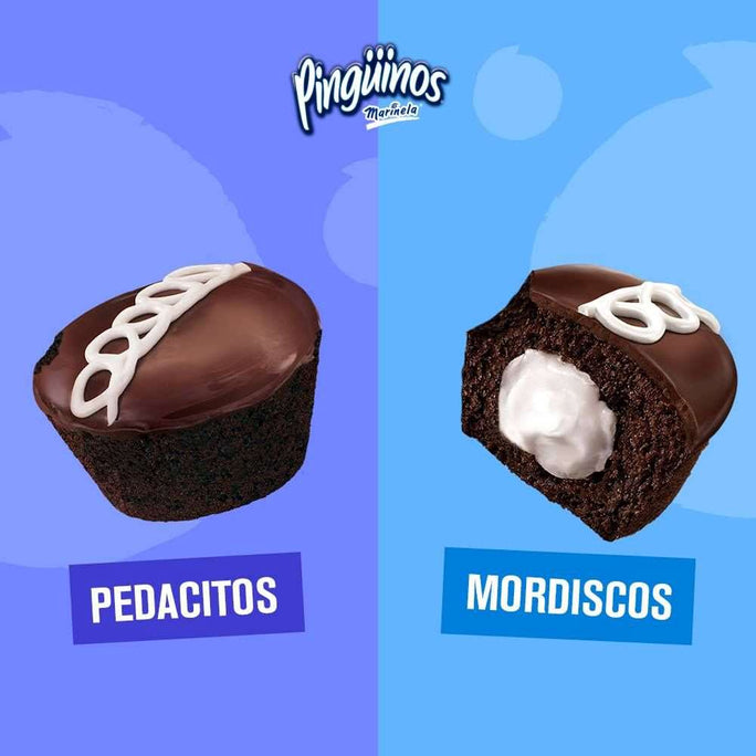 Marinela Pinguino (24 Pinguinos count - 2 pack) Pinguino Marinela Chocolate cupcake filled with delicious cream Mexican snack mexican candy mexican pinata food