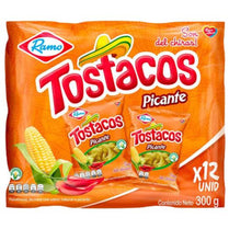 Tostacos Tortilla spicy chips (Pck of 12 Tostacos Picantes) a Delicious Spicy chip Colombian snack Colombian food mekato Colombiano online comida Colombiana