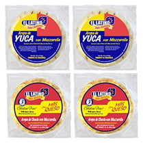 Pack Colombian arepas El Latino. 2 Arepas de Yuca with Mozzarella and 2 Arepas de Choclos with Mozzarella. Total 14 arepas, (pack of 4)