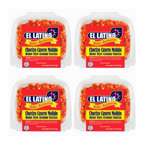 El Latino Precooked Ground Spanish Chorizo, 4 Pack, 8 oz each. Total 2 pounds